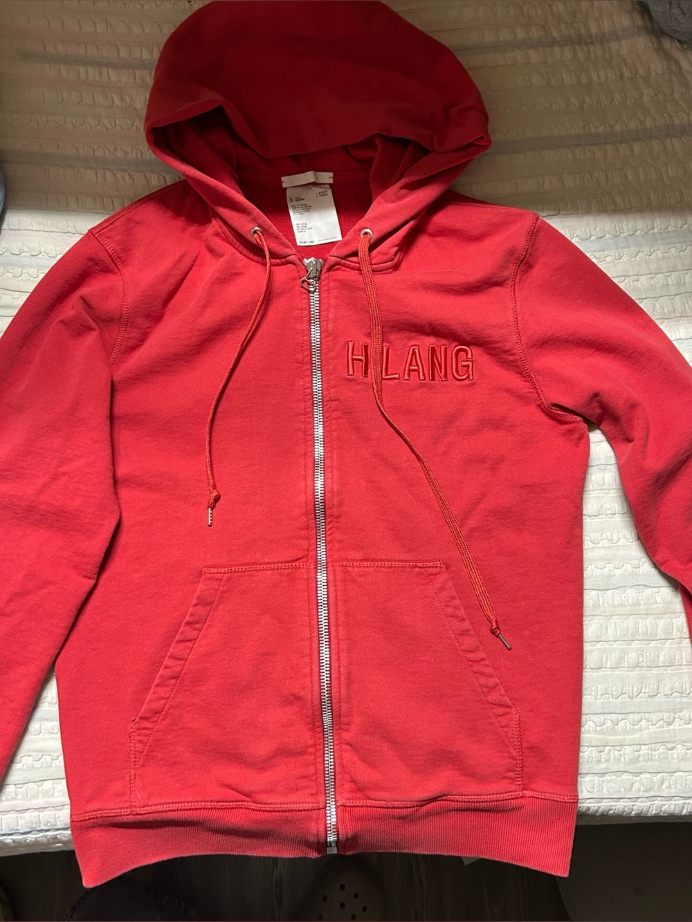 Hlang Red Zip-Up Hoodie Jacket